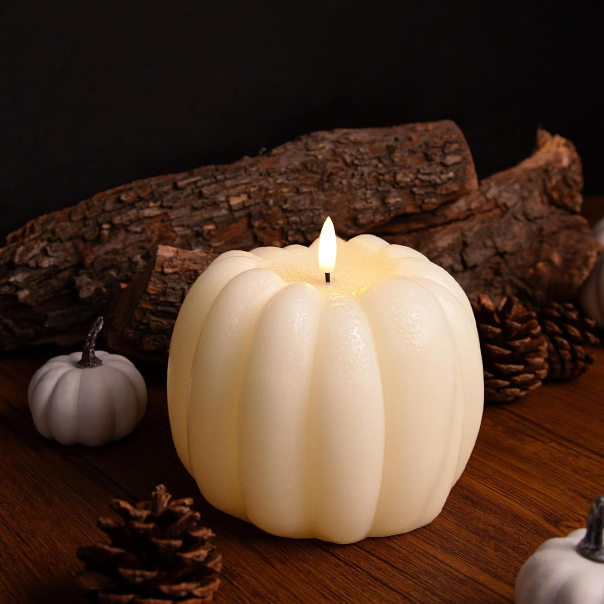 Flickering Flameless Wax Pumpkin LED Candle with Timer Remote Control - Thanksgiving Gifts