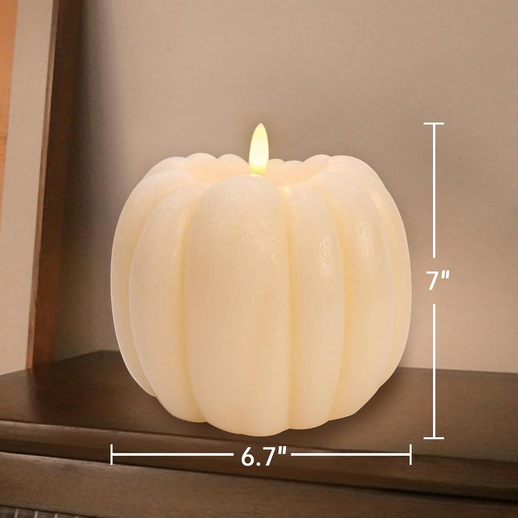 Flickering Flameless Wax Pumpkin LED Candle with Timer Remote Control - Thanksgiving Gifts
