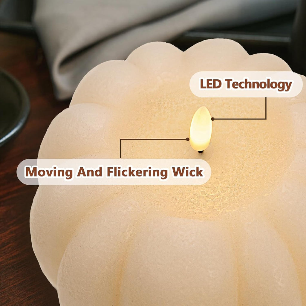 Flickering Flameless Wax Pumpkin LED Candle with Timer Remote Control - Thanksgiving Gifts